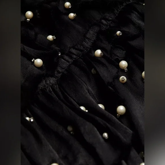 NWT LOVESHACKFANCY Andra mini pearl embellished babydoll dress